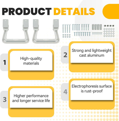 ECOTRIC Universal Side Step Compatible with Chevy (Chevrolet), Ford, Toyota, GMC, Dodge RAM, Jeep, Set of 2, Polishing Aluminum Silvery LYAM-634-1
