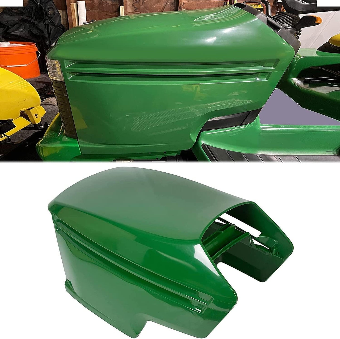 ECOTRIC Hood & Bumper Kit Compatible with John Deere 325 335 345 GX325 GX335 GX345 GX355 Lower & Upper Front Bumper Hood Replacement for M140667 M140668 M140669 AM132595 AM132529 4PCS LYJD-044S+LYJD-048
