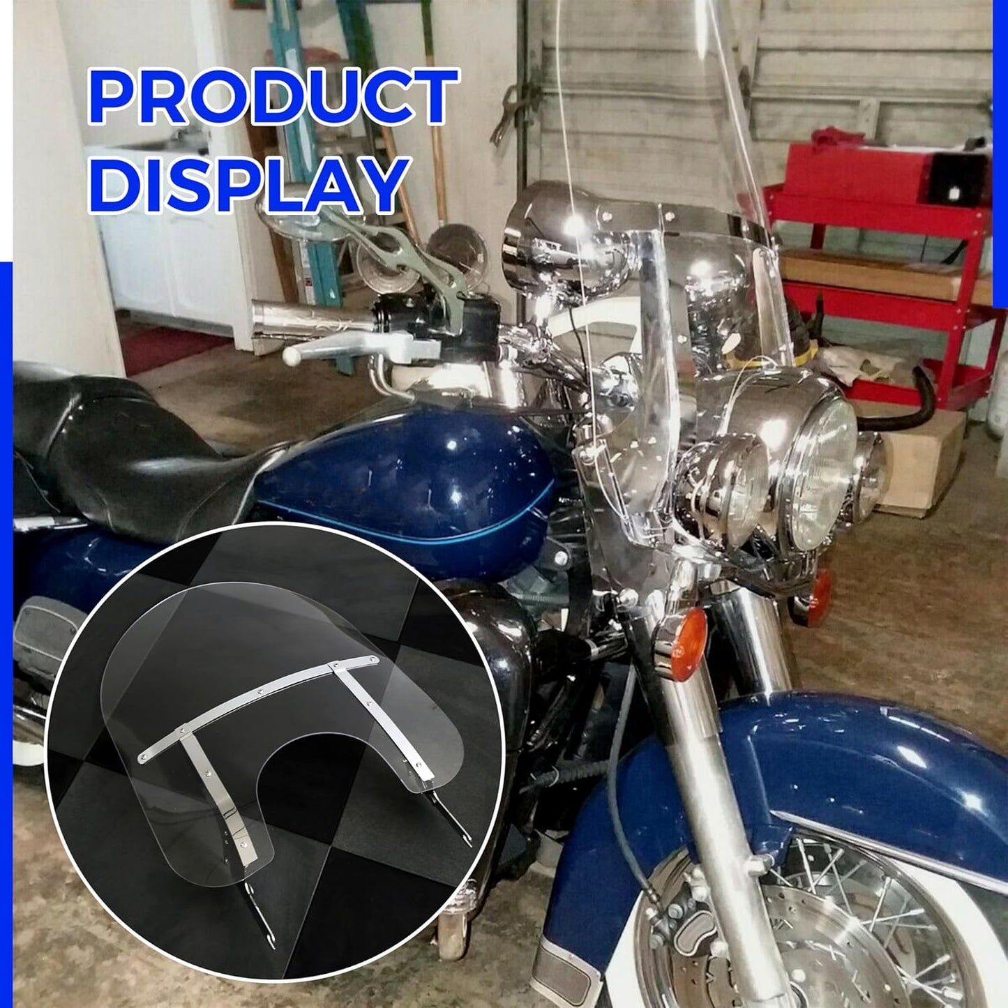 ECOTRIC 29'' x 22'' Motorcycle Windshield Compatible With 1994-2024 Harley Davidson Touring Road King FLHR FLHRS FLHRCI w/Bracket Mounting Bracket Detachable Quick Release Clear WSD-06