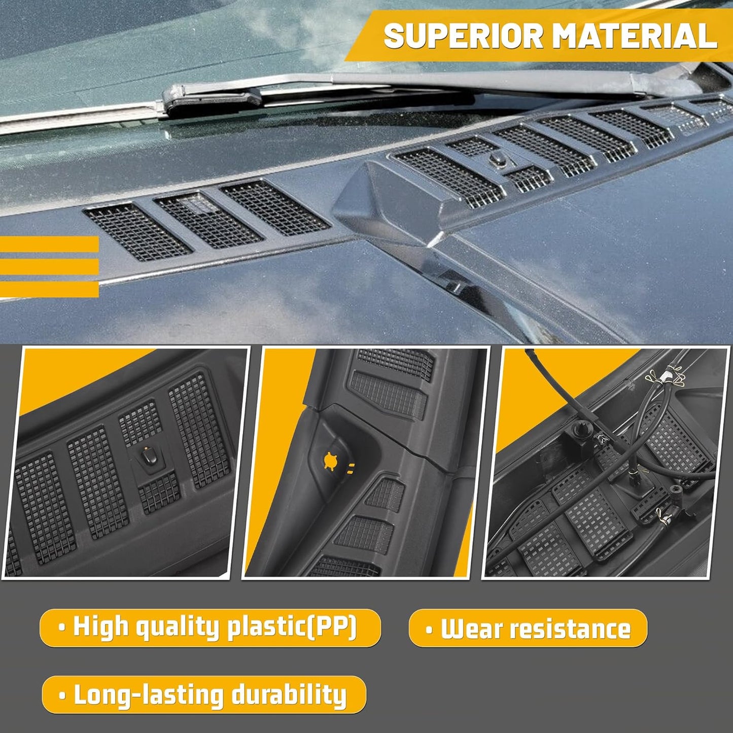 KUAFU Windshield Wiper Cowl Cover Panel Compatible with 2015-2020 Ford F150 Replacement for FL3Z15022A69B Left & Right Front Windshield Wiper Cowl Grille Insert Panel LYAP-321