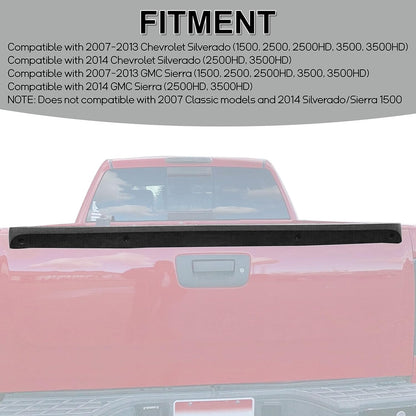 ECOTRIC Tailgate Cap Top Protector Molding Spoiler Cover Compatible with 2007-2013 Chevy GMC Silverado Sierra 1500 2007-2014 2500 3500 Replacement for 25844299 GM1904104 LYAP-241