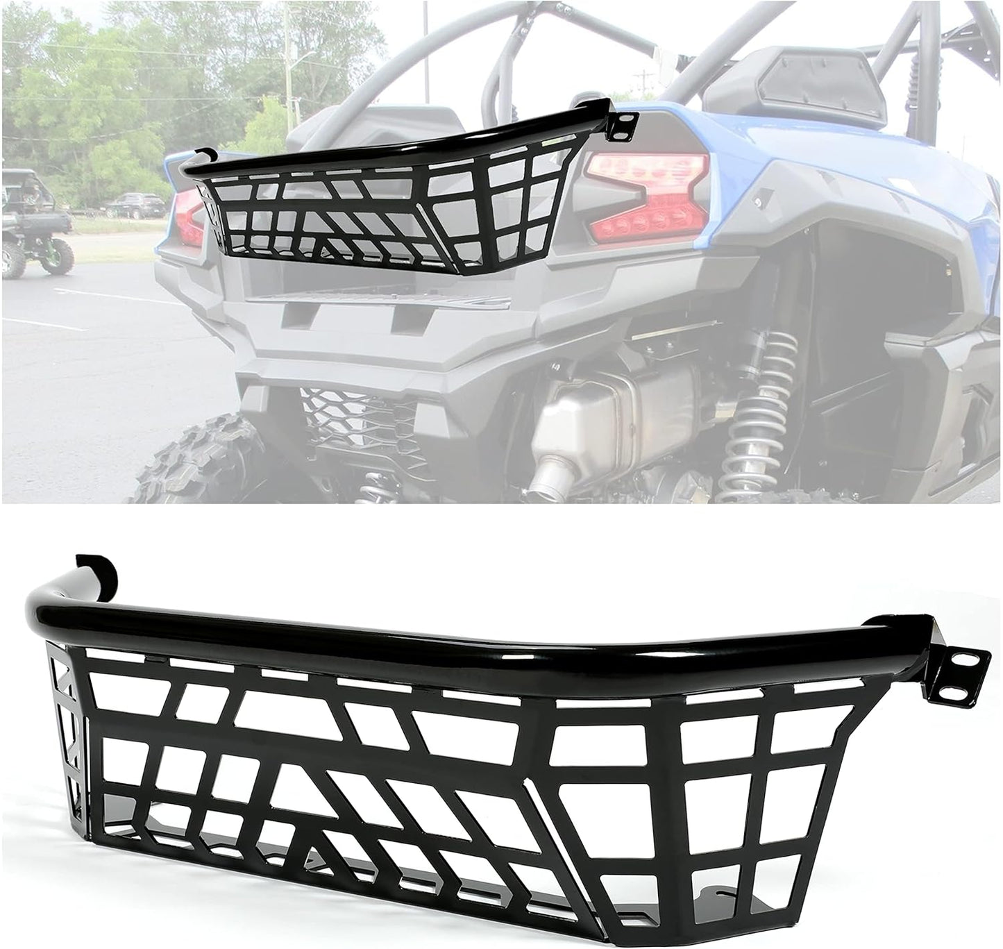 KUAFU Cargo Barricade Compatible with 2020-2025 Kawasaki Teryx KRX 1000 2023-2025 KRX4 1000 Luggage Rack Steel Cargo Bed Enclosure Tailgate Black Powder Coated LYMM-153