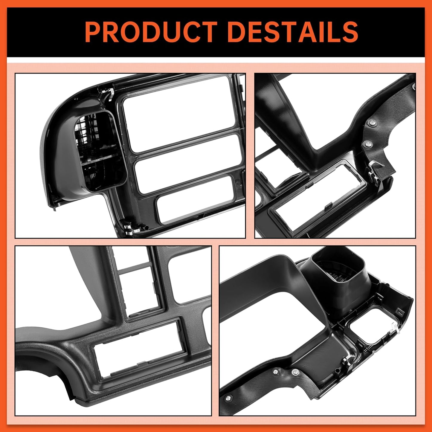 ECOTRIC Dashboard Radio Panel Compatible with 1995-1999 Chevy Chevrolet GMC C1500 C2500 C3500 K1500 K2500 K3500 Tahoe Suburban Blazer Yukon Plastic Textured Black LYAP-X1270-3