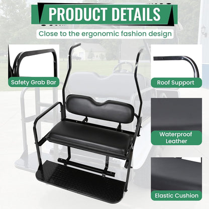 KUAFU Back Folding Seat Kit Compatible with 2000.5-Up Club Car DS Models Golf Cart Flip Seat with Cushions LYA-078A+LYA-078B