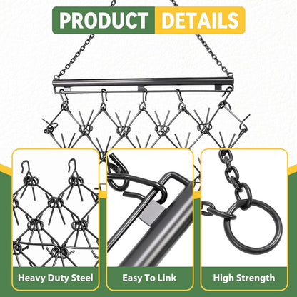 KUAFU 4' x 4' Heavy Duty Chain Drag Harrow 3/8inches Tines Compatible with Tractors ATV UTV Lawn Tractor Attachments for Leveling, Grading, Breaking up Soil, Garden Towing, Field, Yard, Farm LYOM-237
