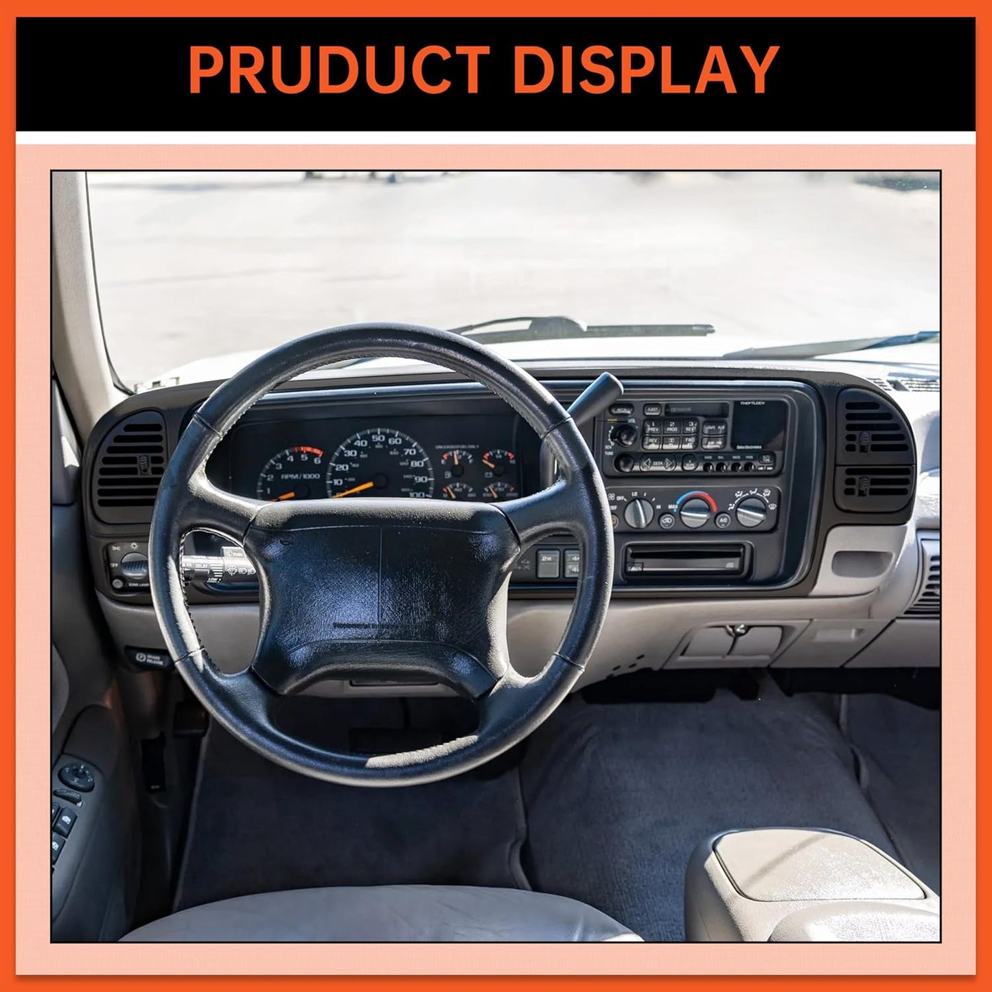 ECOTRIC Dashboard Radio Panel Compatible with 1995-1999 Chevy Chevrolet GMC C1500 C2500 C3500 K1500 K2500 K3500 Tahoe Suburban Blazer Yukon Plastic Textured Black LYAP-X1270-3