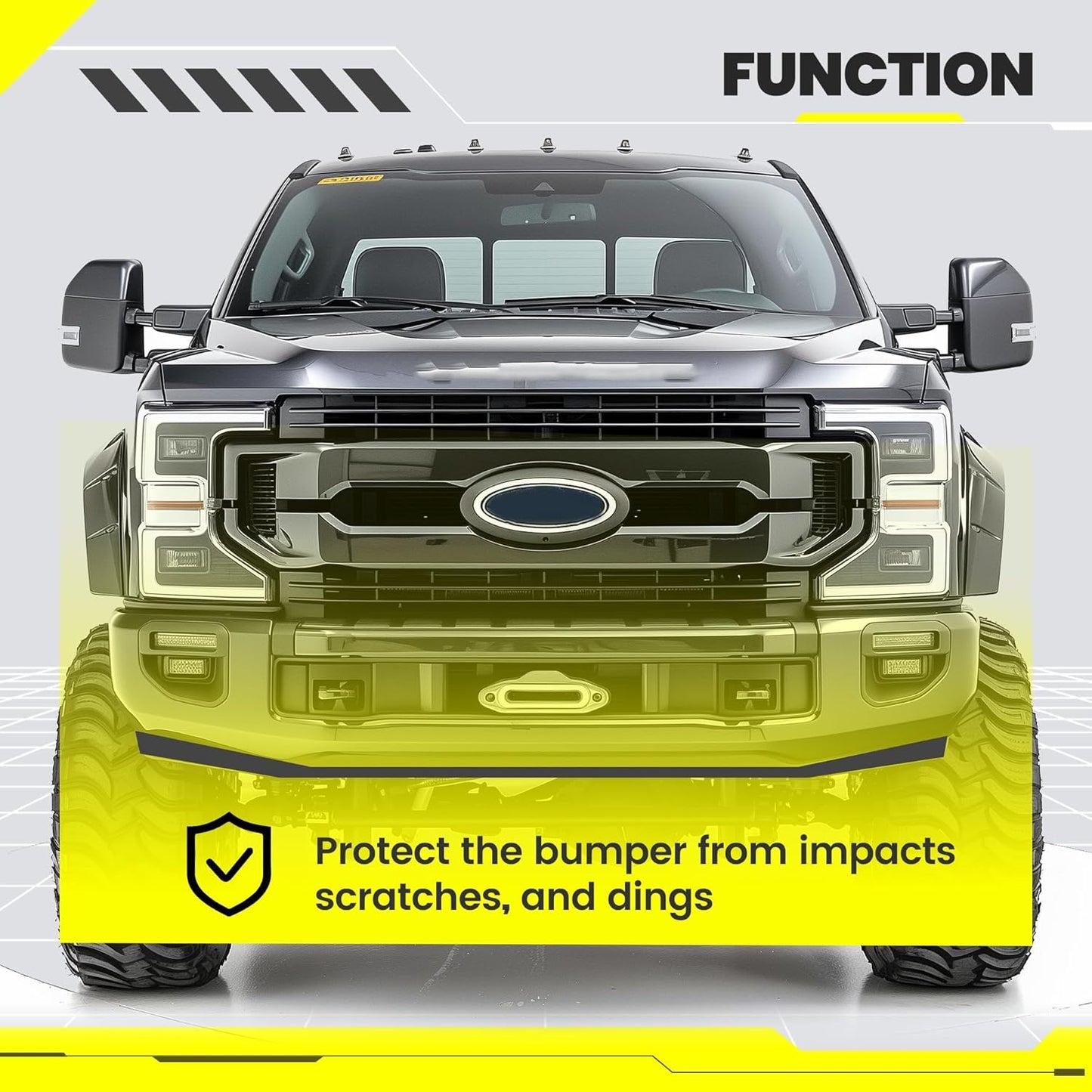 KUAFU Front Lower Deflector Valance Panel Compatible with 2020-2022 Ford F250 F350 F450 F550 Super Duty LC3Z-17626-CA Bumper Valance (Tremor Package Only) Plastic (PP) Black LYAP-X1131