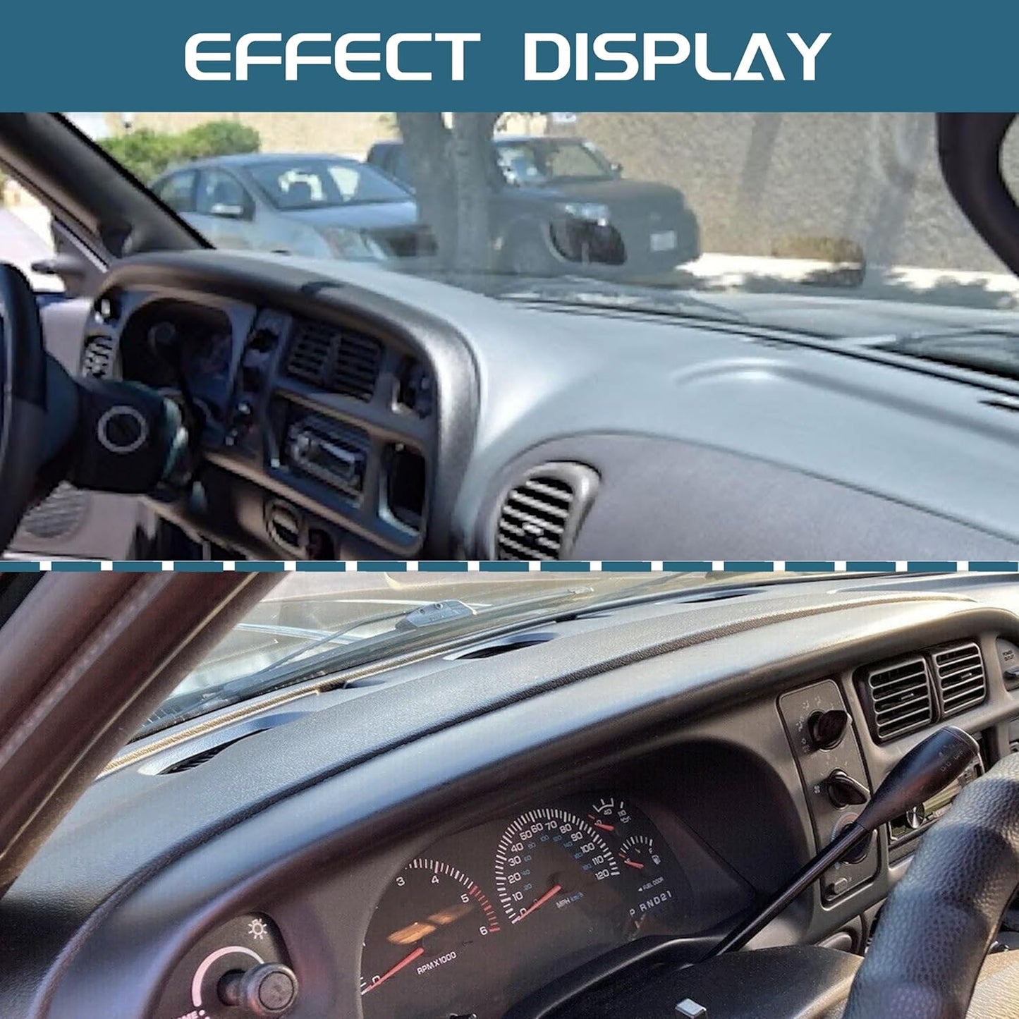 KUAFU Dash Bezel and Bashboard Cover Compatible with 1998-2002 Dodge Ram 1500 2500 3500 Pickup Truck Durable Panel Black 2 Packages LYAP-487T+LYAP-267T-2