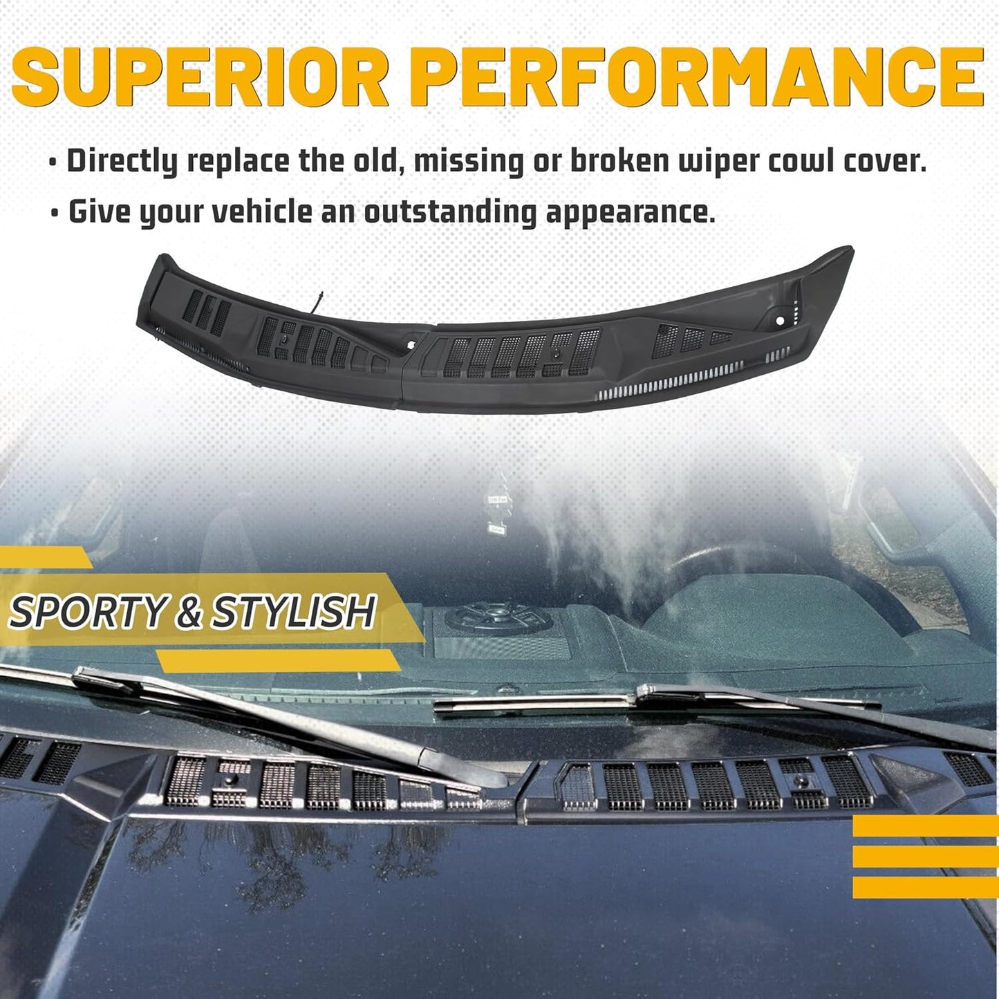KUAFU Windshield Wiper Cowl Cover Panel Compatible with 2015-2020 Ford F150 Replacement for FL3Z15022A69B Left & Right Front Windshield Wiper Cowl Grille Insert Panel LYAP-321