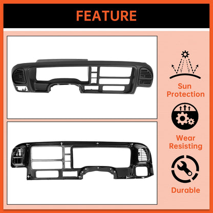 ECOTRIC Dashboard Radio Panel Compatible with 1995-1999 Chevy Chevrolet GMC C1500 C2500 C3500 K1500 K2500 K3500 Tahoe Suburban Blazer Yukon Plastic Textured Black LYAP-X1270-3