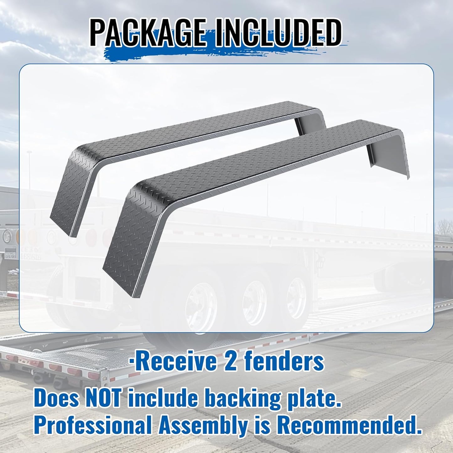 HECASA Tandem Axle Trailer 10-1/4inchesx72-7/8inchesx13inches Fit 13inches-15inches Tires Car Hauler Trailer,Cargo Trailer,Utility Trailer,Landscape Trailer Heavy Duty Unpainted Steel Diamond Fenders Tread Plate (2 Fenders) LYAM-336