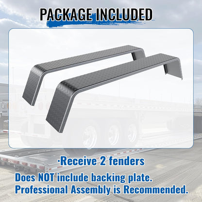 HECASA Tandem Axle Trailer 10-1/4inchesx72-7/8inchesx13inches Fit 13inches-15inches Tires Car Hauler Trailer,Cargo Trailer,Utility Trailer,Landscape Trailer Heavy Duty Unpainted Steel Diamond Fenders Tread Plate (2 Fenders) LYAM-336
