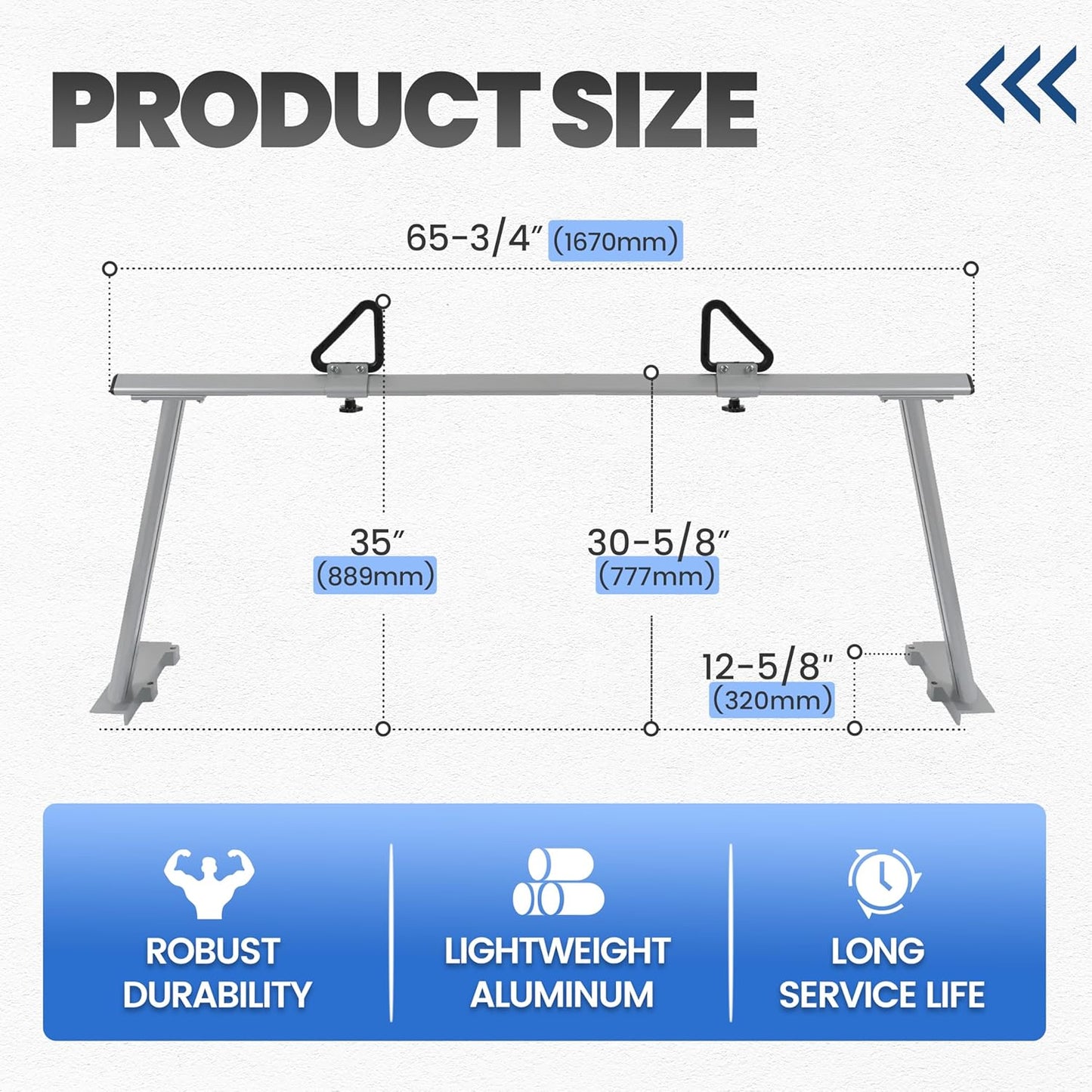 ECOTRIC Adjustable Truck Ladder Rack Compatible with Most Full Size and Compact Trucks Contractor Pipe Lumber Rack (No Drilling Required) 1,000lbs Weight Capacity Silvery LYAM-791