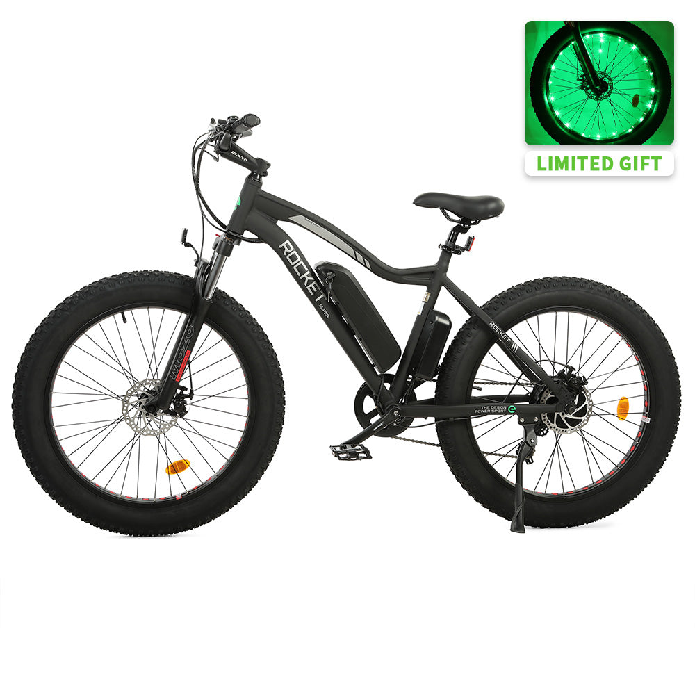 UL Certified-Ecotric Rocket Fat Tire Beach Snow Electric Bike - Matt Black
