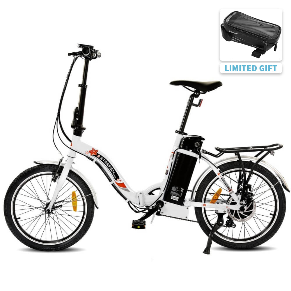 UL Certified-Ecotric Starfish 20 inches portable and folding electric bike - White