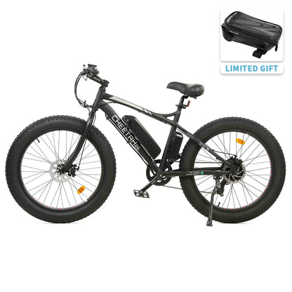 Ecotric Cheetah 26 Fat Tire Beach Snow Electric Bike-Matt Black