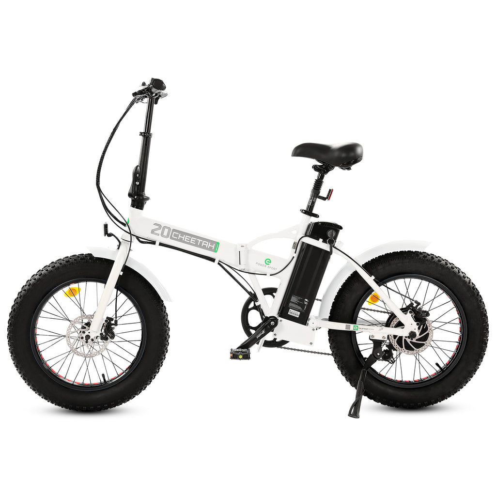 UL Certified-20inch White Fat Tire Portable and Folding Electric Bike - 1