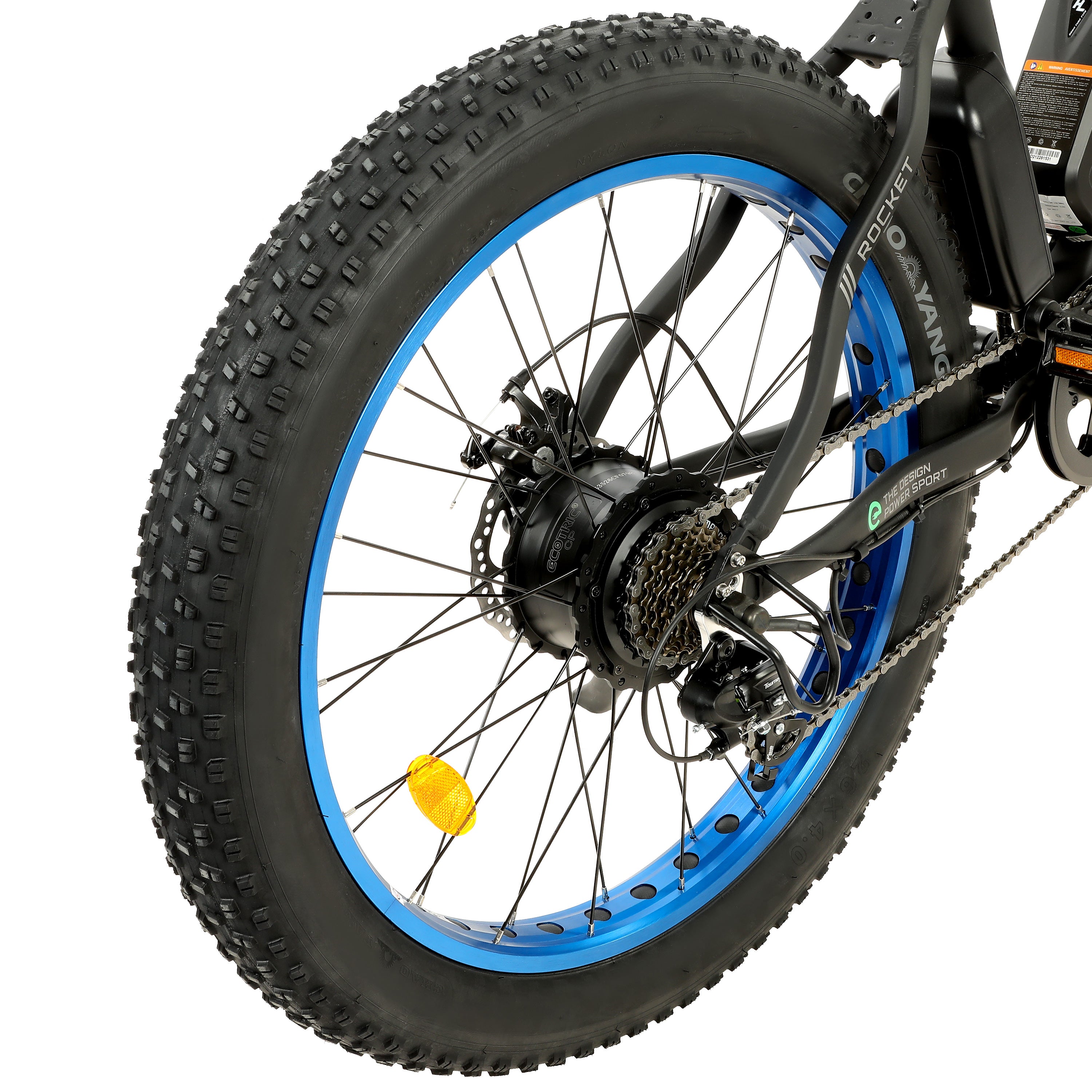 UL Certified-Ecotric Rocket Fat Tire Beach Snow Electric Bike - Blue