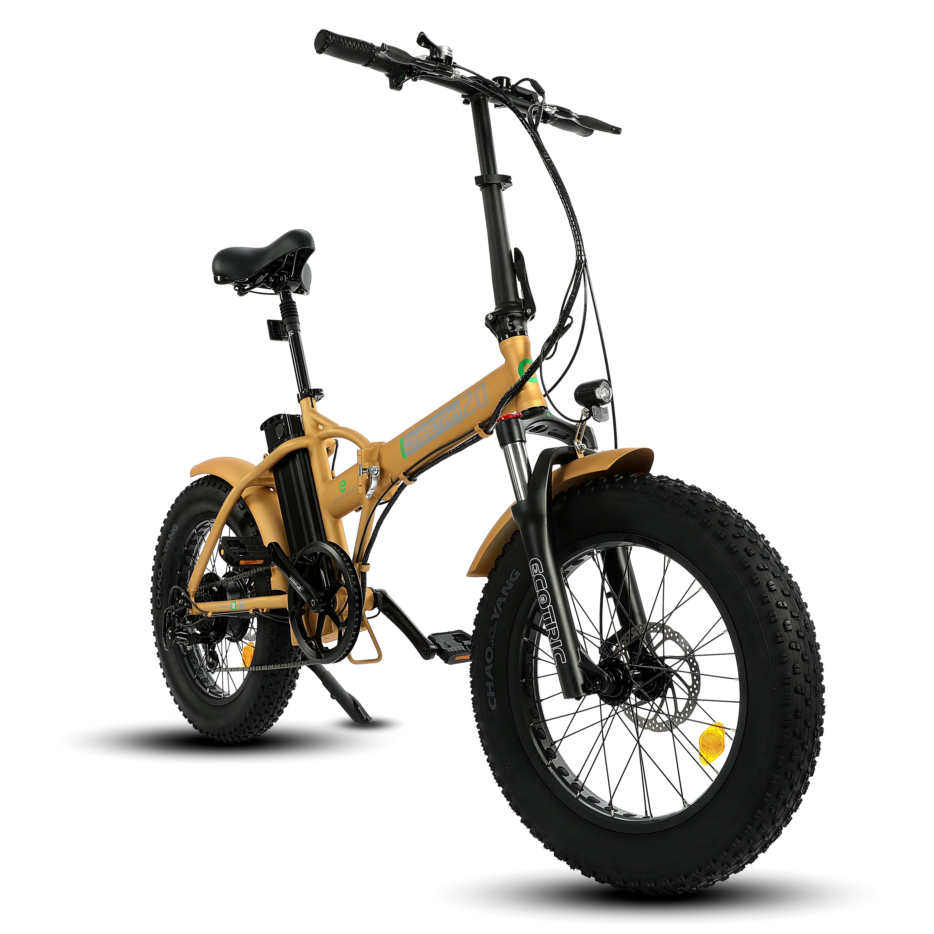 Ecotric 48V Gold portable and folding fat ebike with LCD display