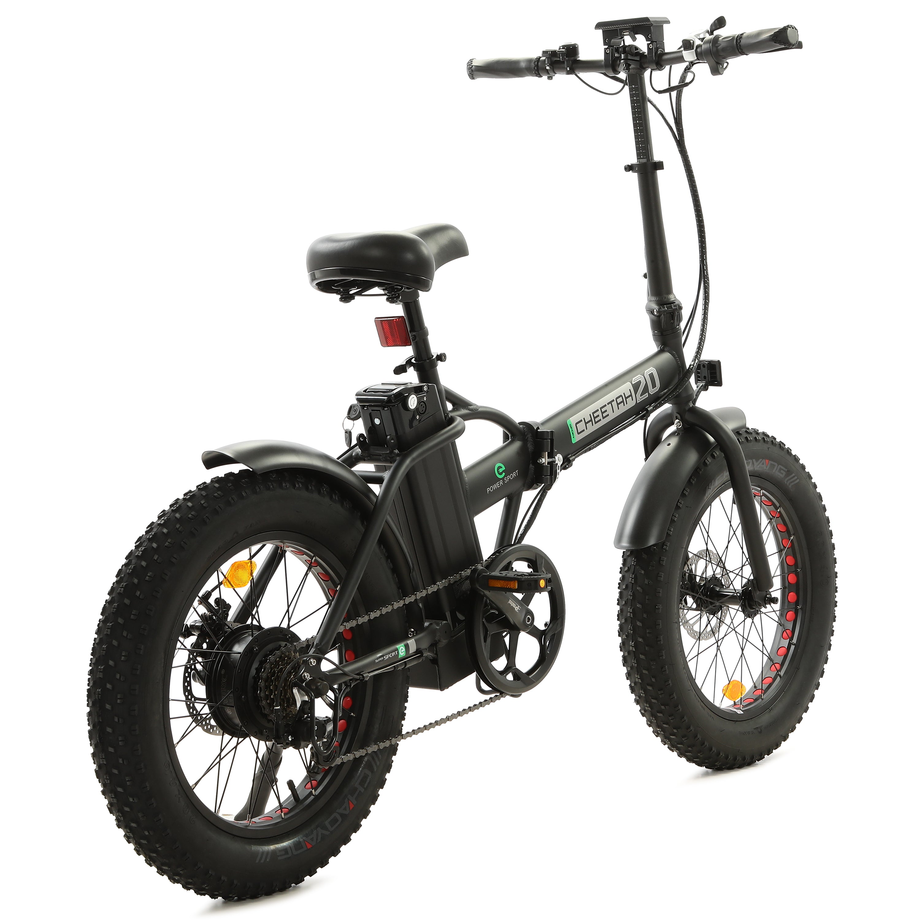 Ecotric Matt Black 48V portable and folding fat ebike with LCD display