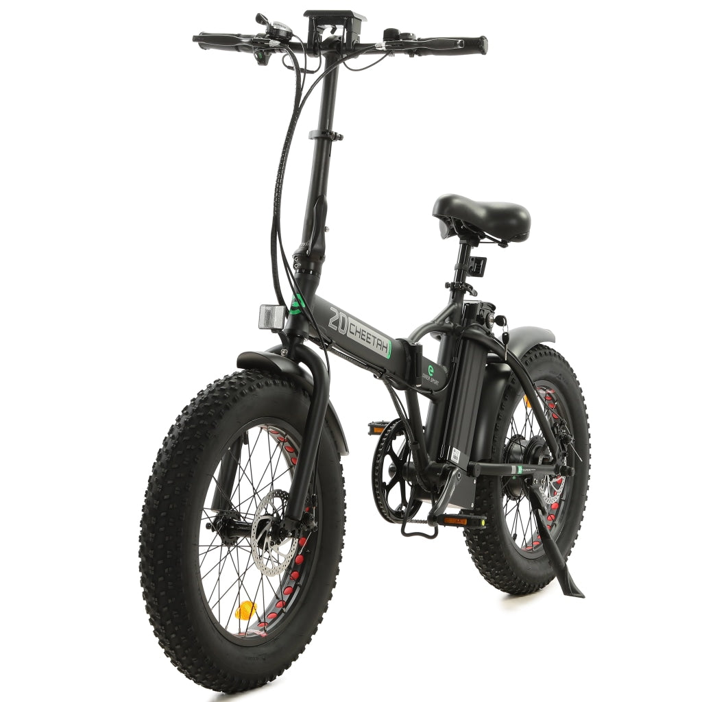 Ecotric Matt Black 48V portable and folding fat ebike with LCD display for Canada