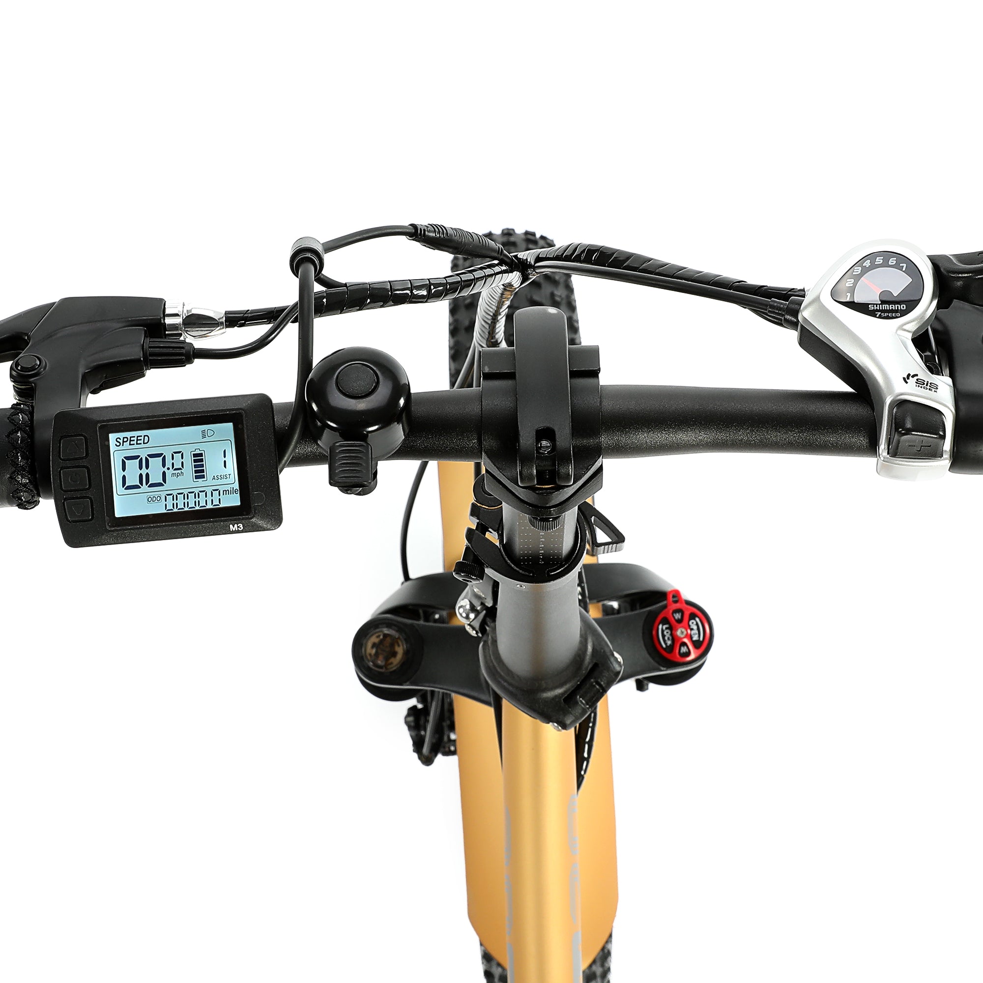 Ecotric 48V Gold portable and folding fat ebike with LCD display