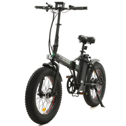 Ecotric Matt Black 48V portable and folding fat ebike with LCD display