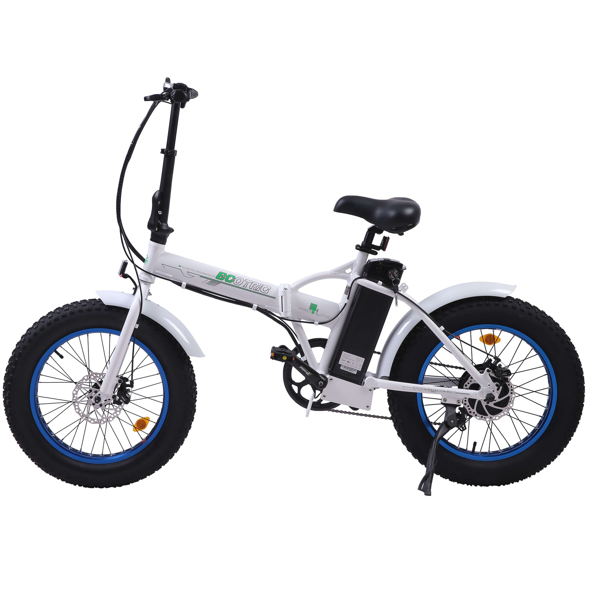 UL Certified-Fat Tire Portable and Folding Electric Bike-White and Blue - 7