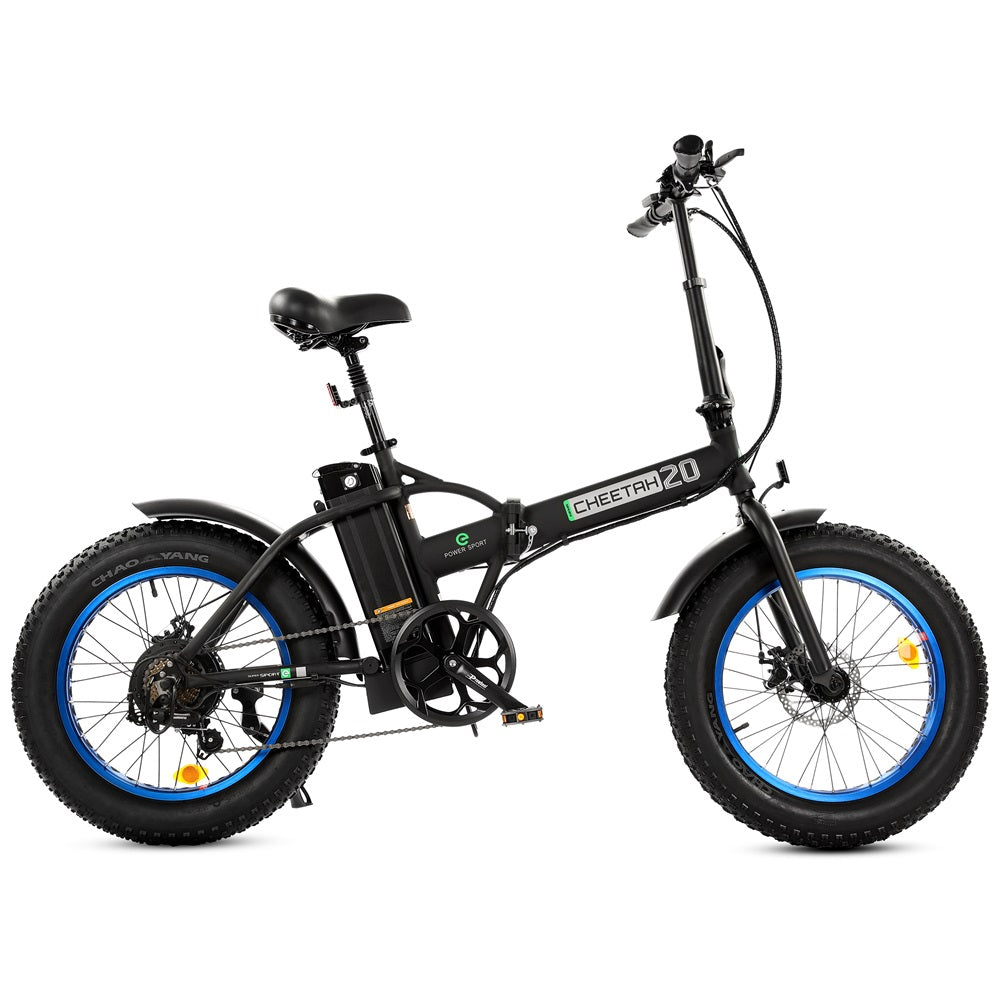 UL Certified-36V Fat Tire Portable and Folding Electric Bike-Matt Black and blue - 2