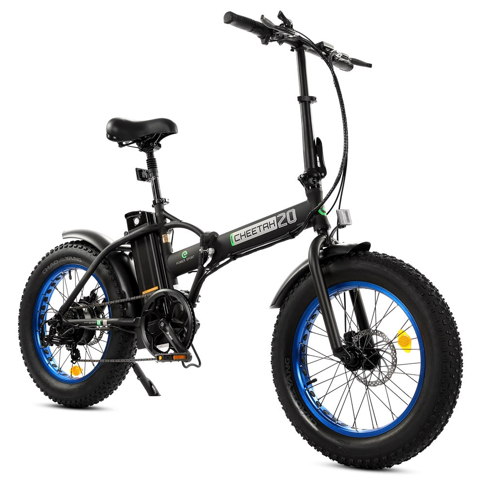 UL Certified-36V Fat Tire Portable and Folding Electric Bike-Matt Black and blue - 3