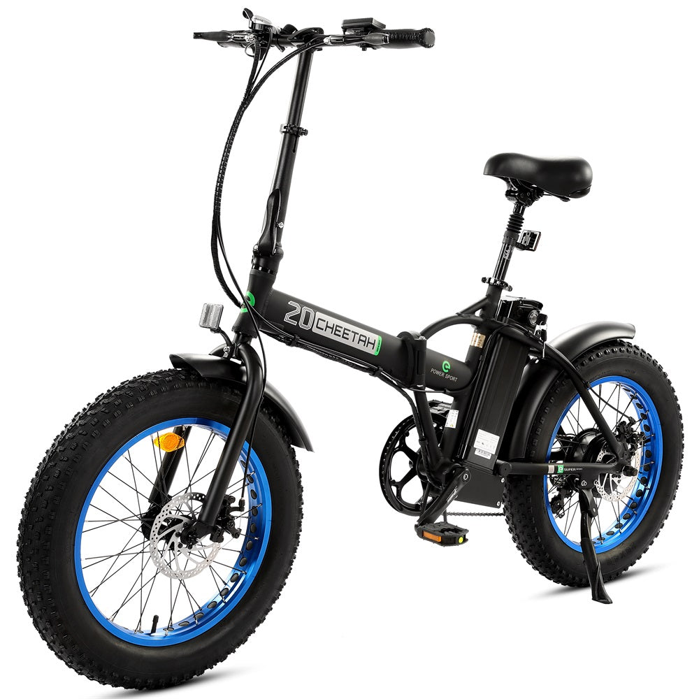 UL Certified-36V Fat Tire Portable and Folding Electric Bike-Matt Black and blue - 4