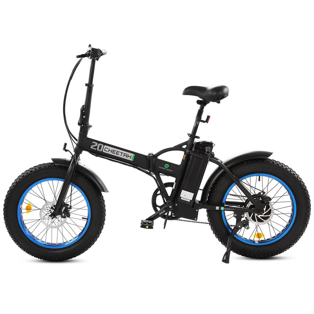 UL Certified-36V Fat Tire Portable and Folding Electric Bike-Matt Black and blue - 1