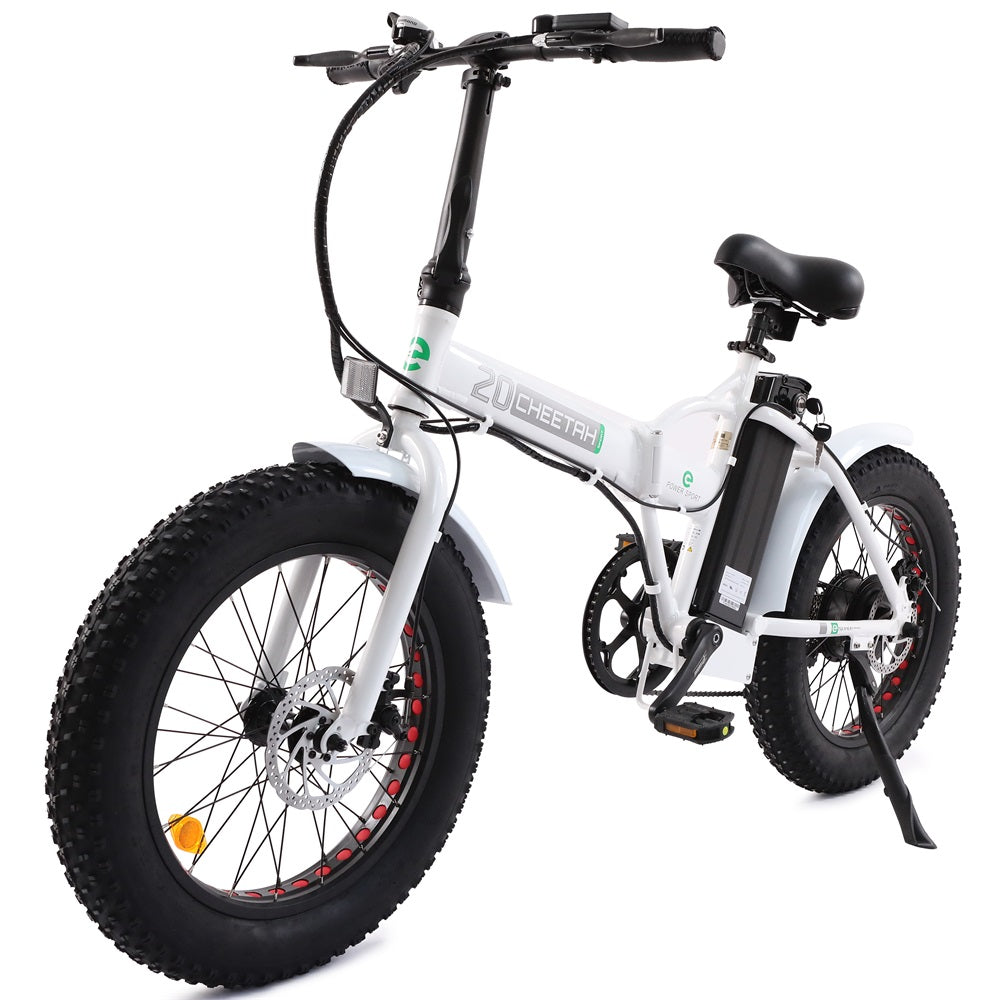UL Certified-20inch White Fat Tire Portable and Folding Electric Bike - 3