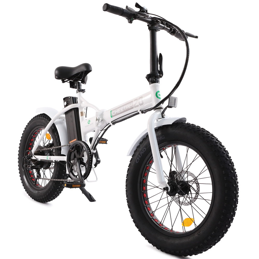 UL Certified-20inch White Fat Tire Portable and Folding Electric Bike - 4
