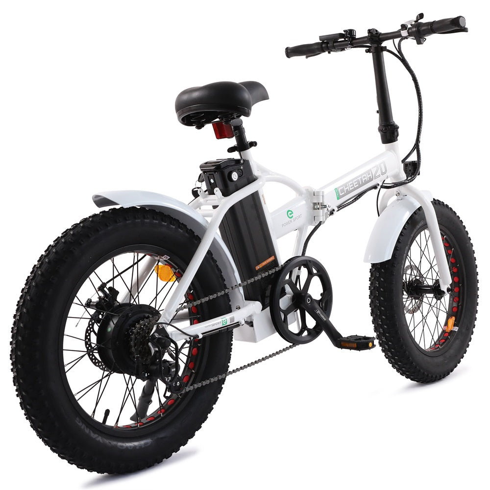 UL Certified-20inch White Fat Tire Portable and Folding Electric Bike - 5