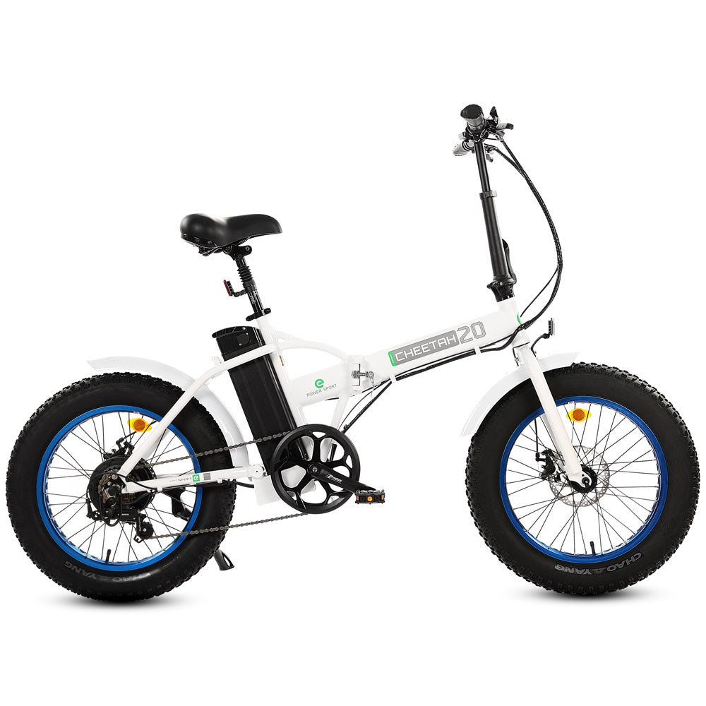 UL Certified-Fat Tire Portable and Folding Electric Bike-White and Blue - 2