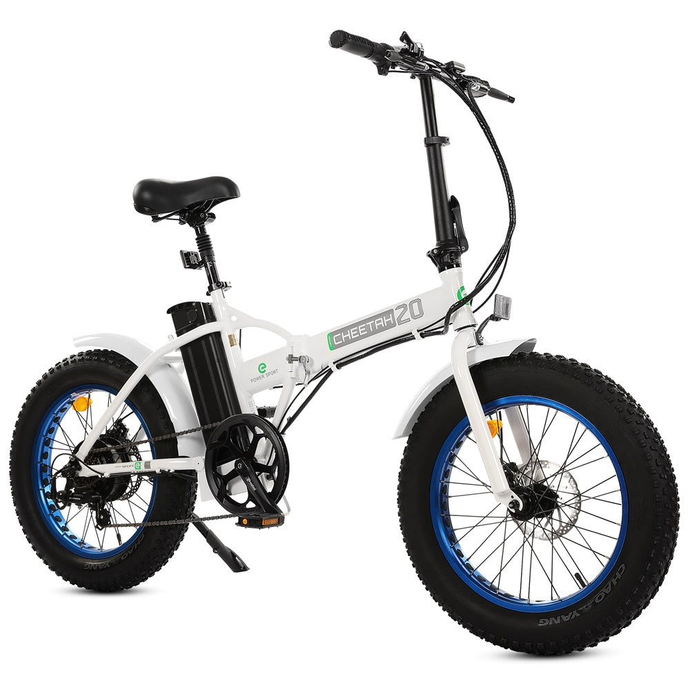 UL Certified-Fat Tire Portable and Folding Electric Bike-White and Blue - 3