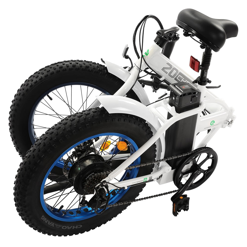 UL Certified-Fat Tire Portable and Folding Electric Bike-White and Blue - 6