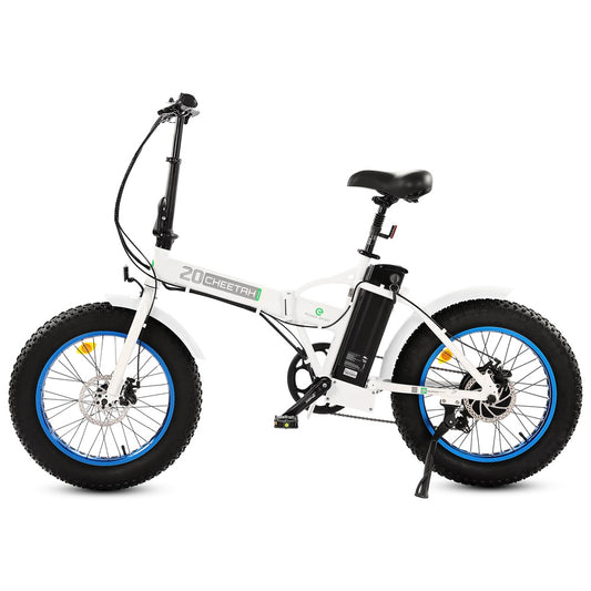 UL Certified-Fat Tire Portable and Folding Electric Bike-White and Blue - 1