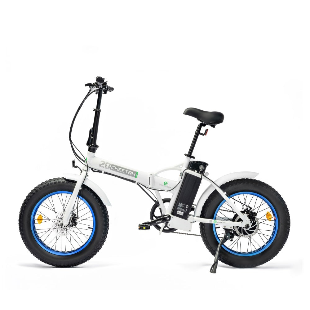 UL Certified-Fat Tire Portable and Folding Electric Bike-White and Blue - 8