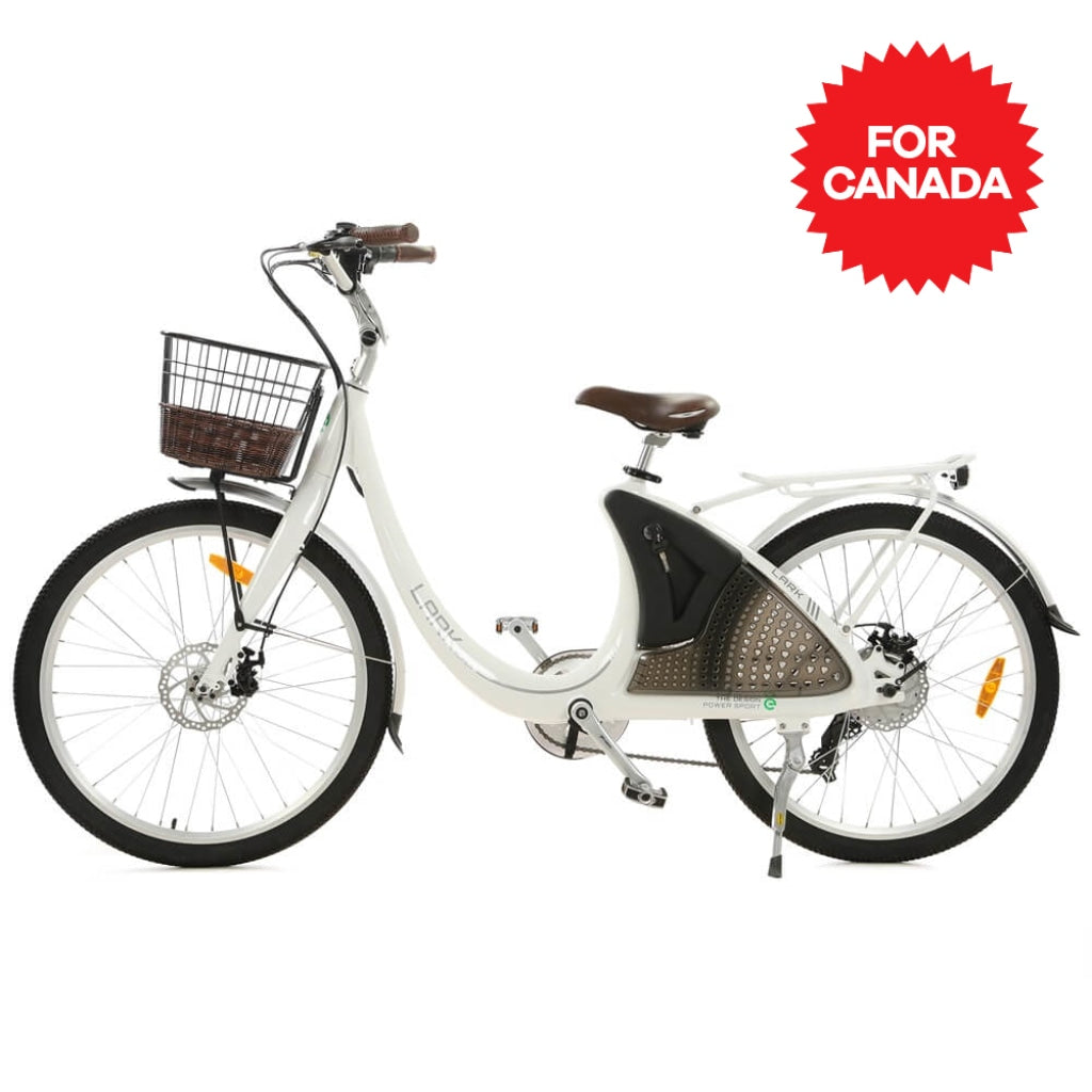 26inch White Lark Electric City Bike For Women with basket and rear rack - 1