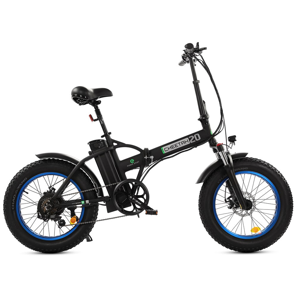 48V Fat Tire Portable and Folding Electric Bike with LCD display-Black and Blue - 4