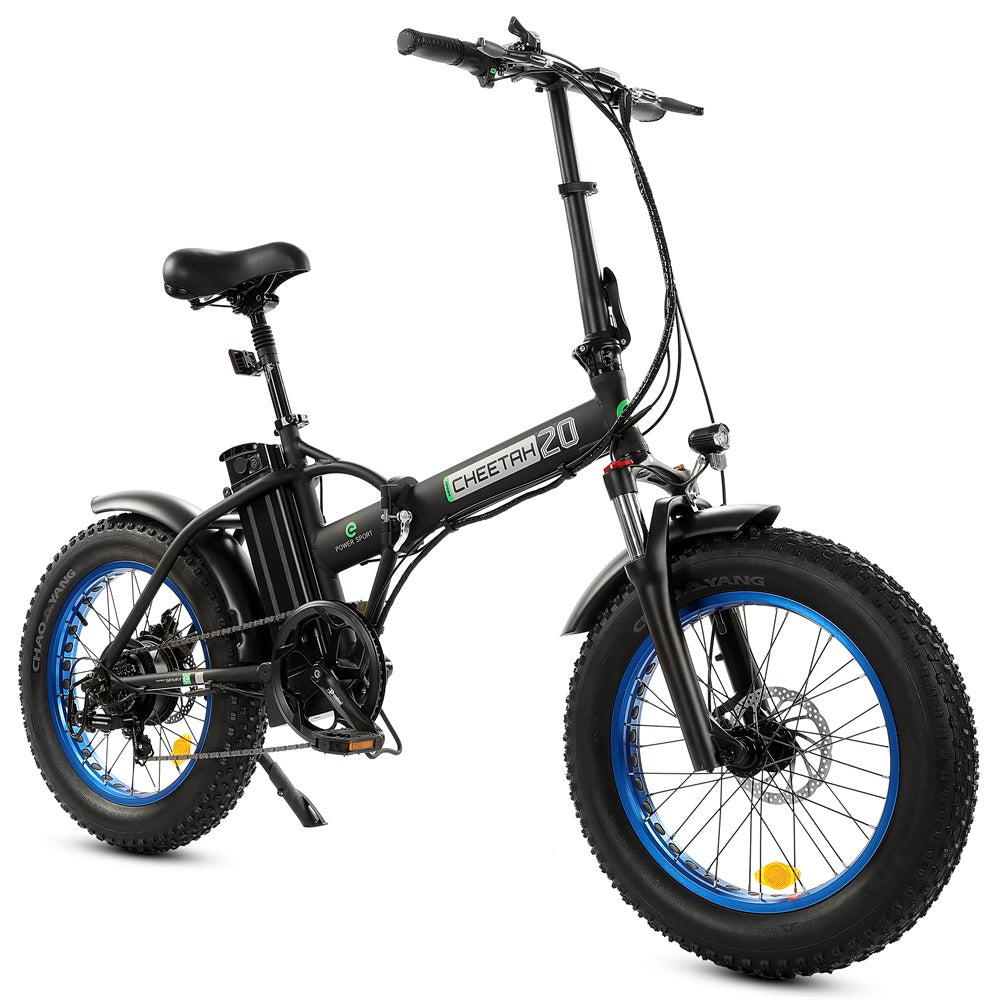 48V Fat Tire Portable and Folding Electric Bike with LCD display-Black and Blue - 3