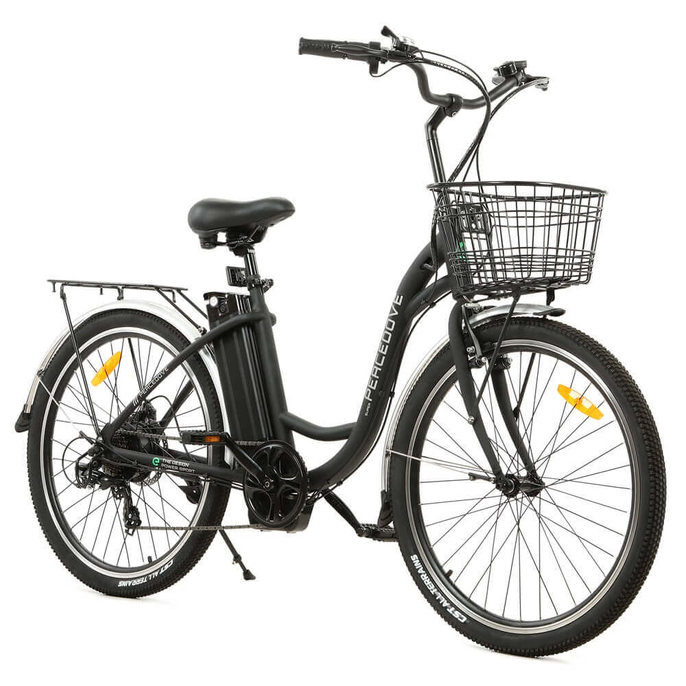 26inch Black Peacedove electric city bike with basket and rear rack - 3
