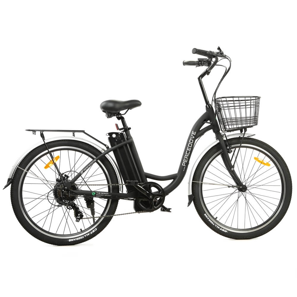 26inch Black Peacedove electric city bike with basket and rear rack - 4